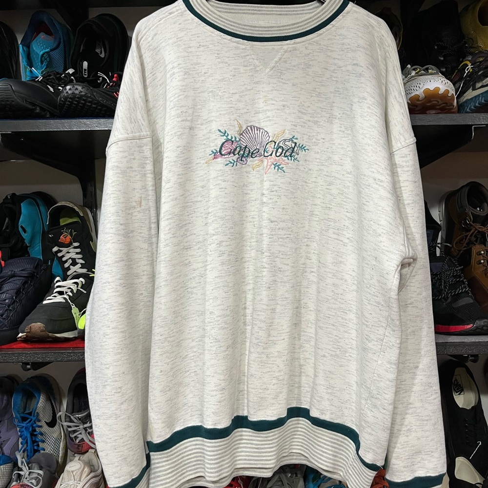 Vintage Cape Cod White and Green Sweater
